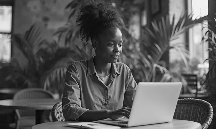 Ghanaian business owner using a professional website to attract customers