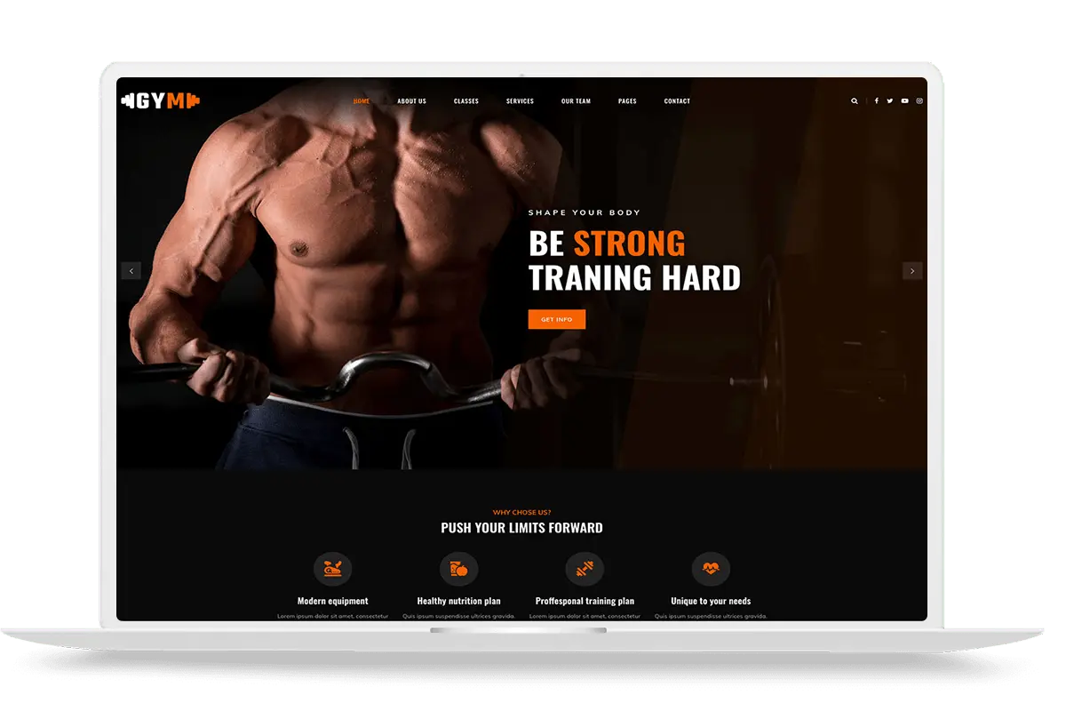 Dynamic fitness and gym website design for personal trainers and fitness centers in Ghana