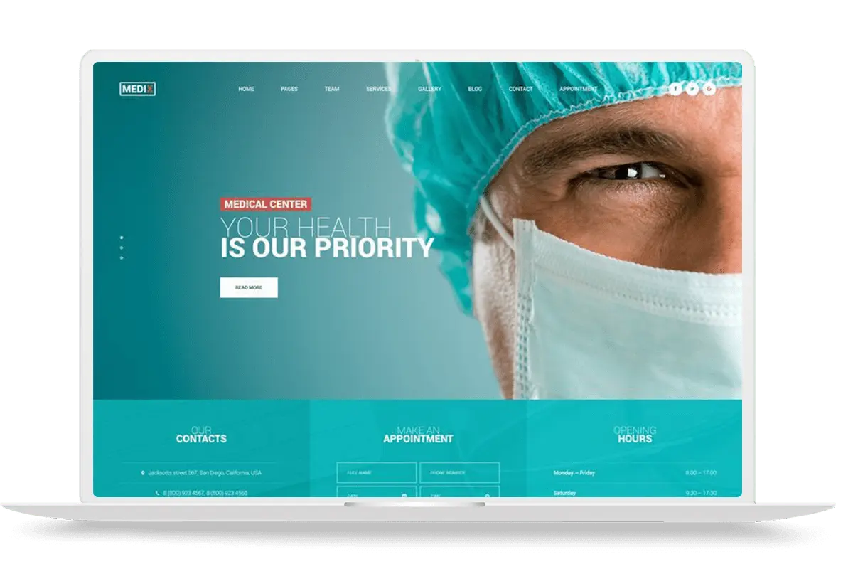 Modern healthcare website design for clinics and hospitals in Ghana